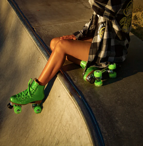 Basics Of Happy Skates - GREEN GLITTER (Sizes in Kids 2 to W6) - Image 3