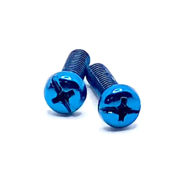 Blue Metallic Bolts / Screws for Bolt-on Toe Stops & Toe Plugs (5/16"), Pair