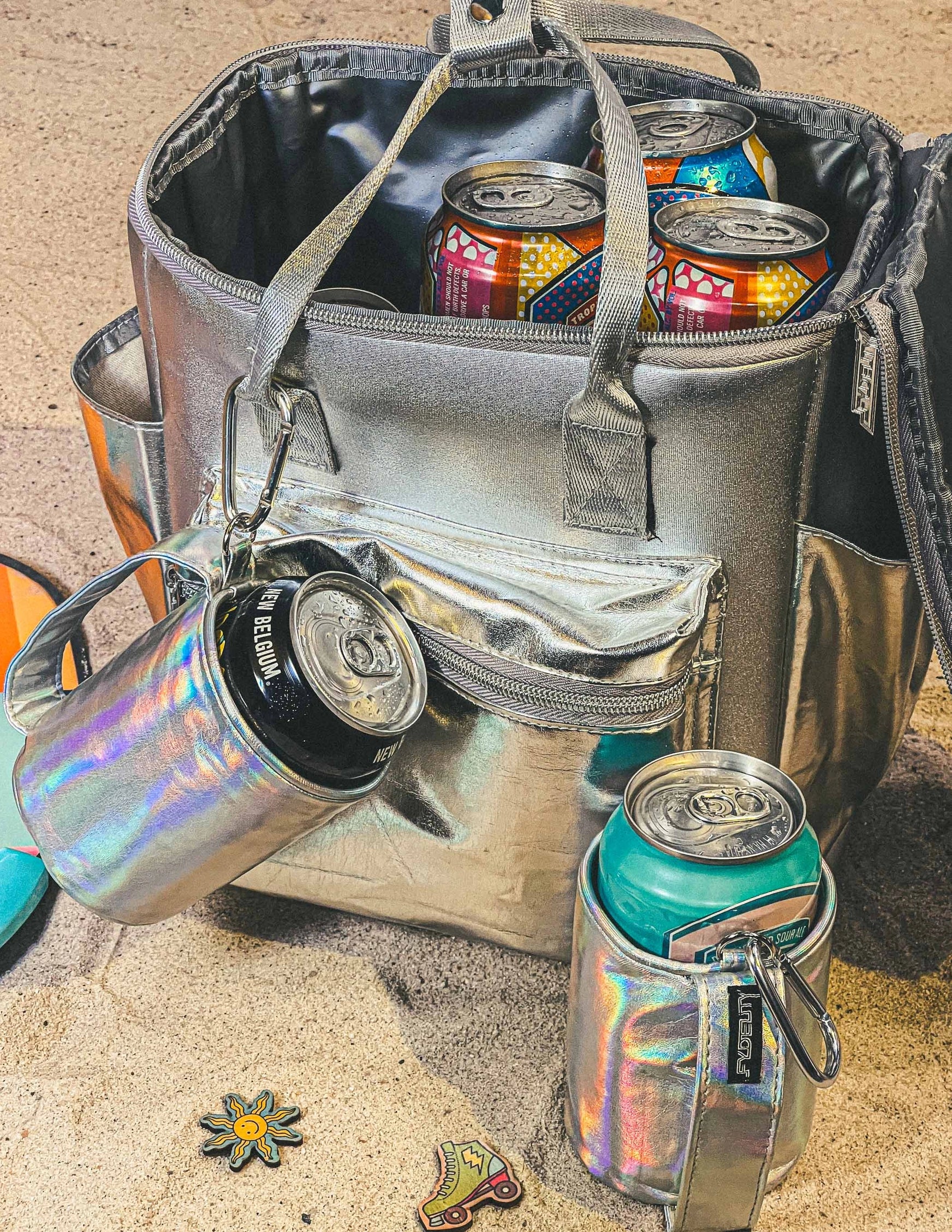 Cooler Backpack | 12 Can Beach Bag Silver - Image 5