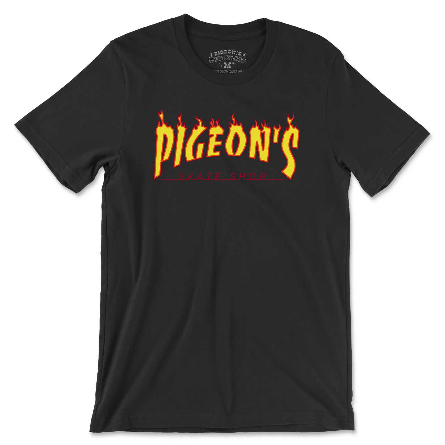 Pigeon's Skate Shop Flame Tee - BLACK