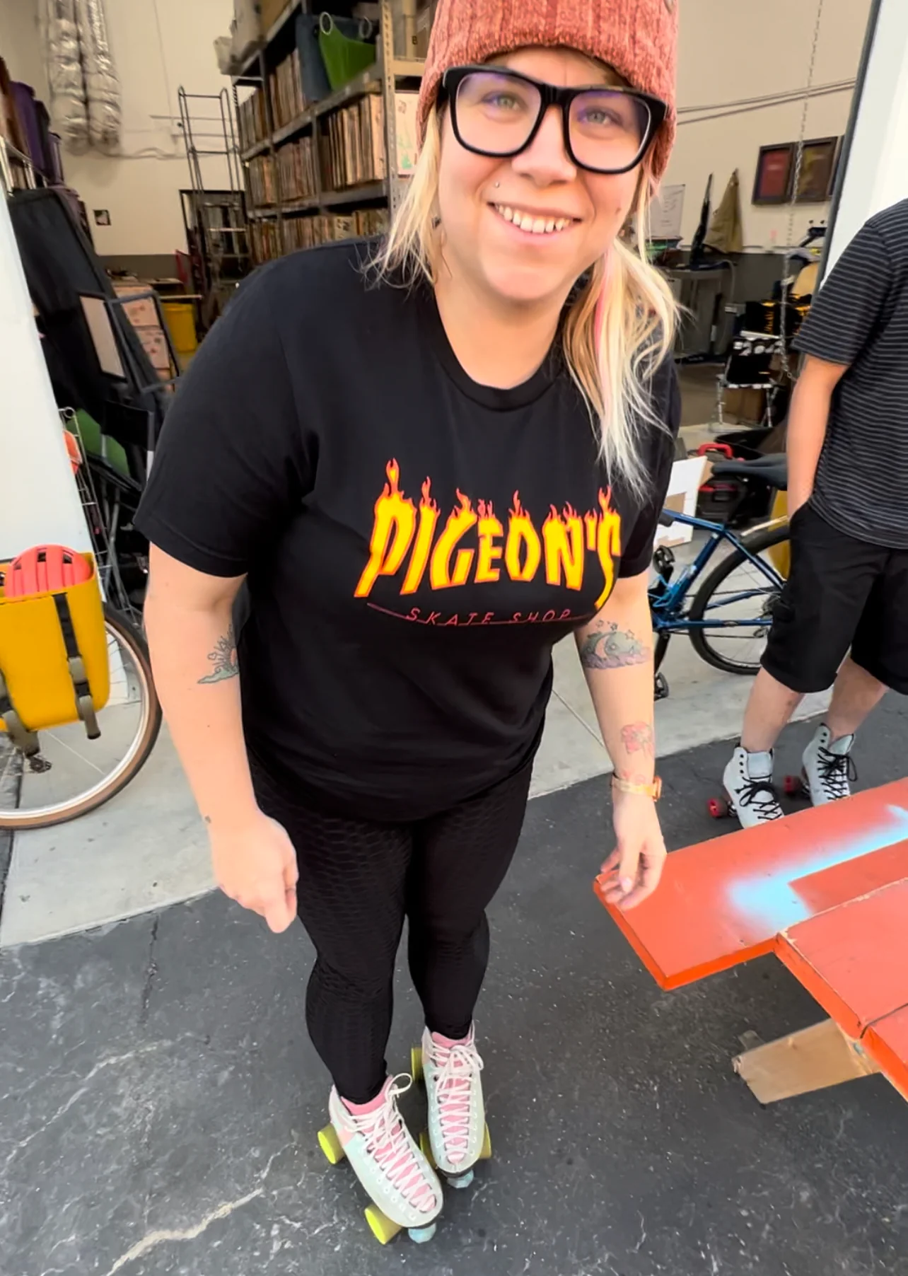 Pigeon's Skate Shop Flame Tee - BLACK - Image 2