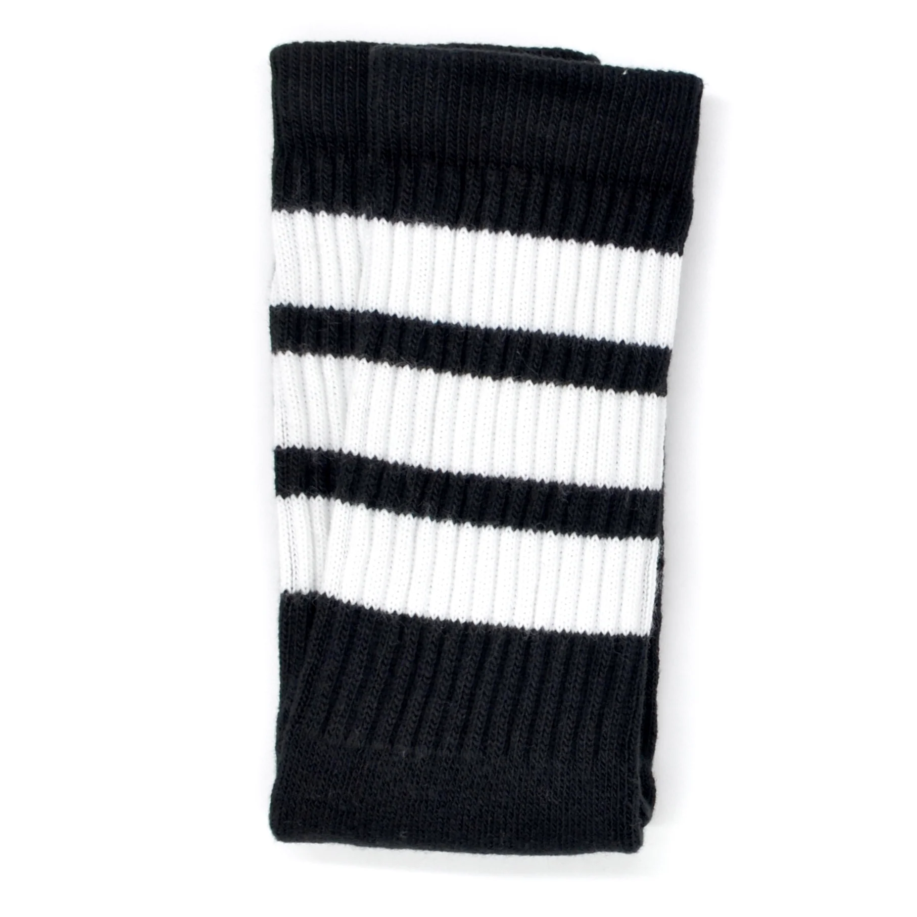 Crew Length Skatersocks - BLACK W/ WHITE STRIPES