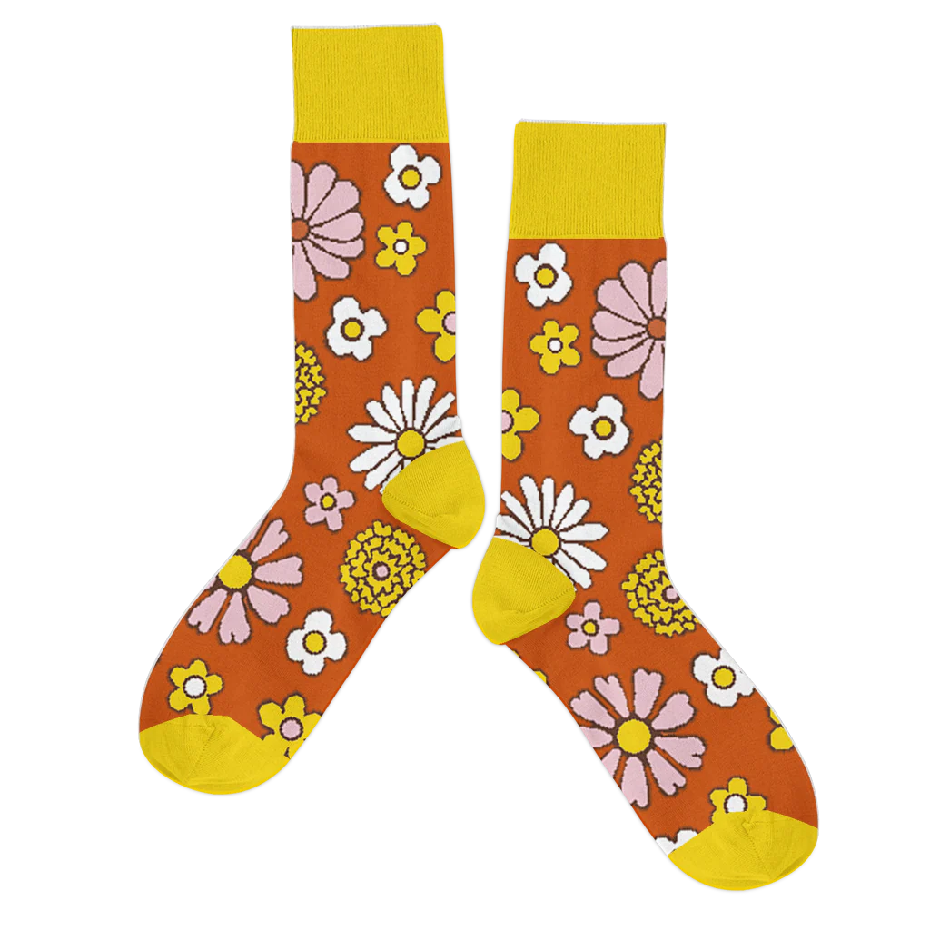 Crew Length Tube Socks - FLOWER POWER