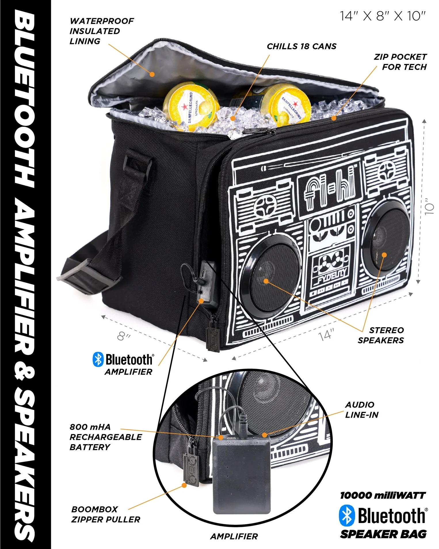 FI-HI Coolio Cooler: Le Boom Box BLACK - Image 5
