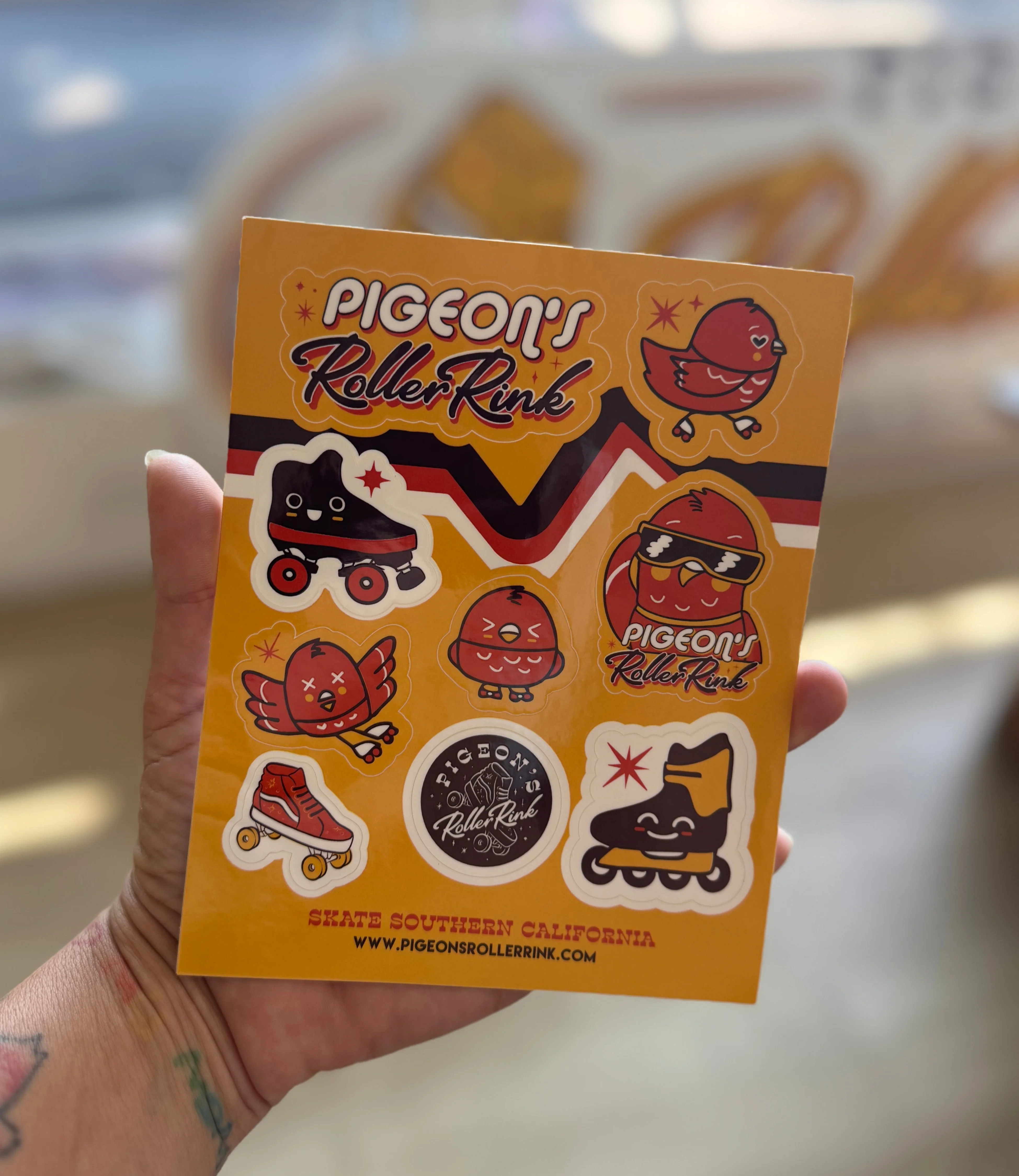 Pigeon's Roller Rink Kawaii Sticker Sheet - Image 2