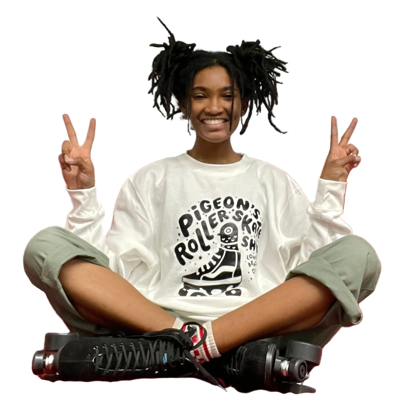 Pigeon's Roller Skate Shop Crewneck - WHITE
