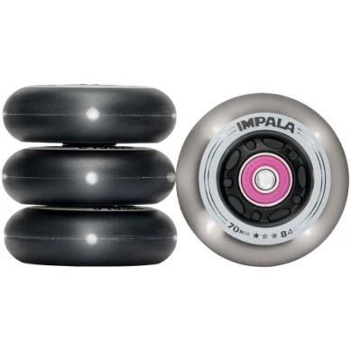 Light Up Inline Wheels with Bearings - Black 4pk - Image 2