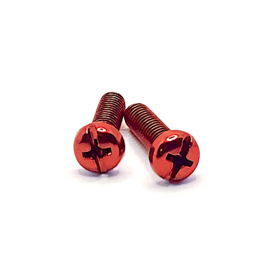 Red Metallic Bolts / Screws for Bolt-on Toe Stops & Toe Plugs (5/16"), Pair