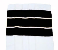 Skater Socks Knee Length - WHITE W/ THICK BLACK STRIPES