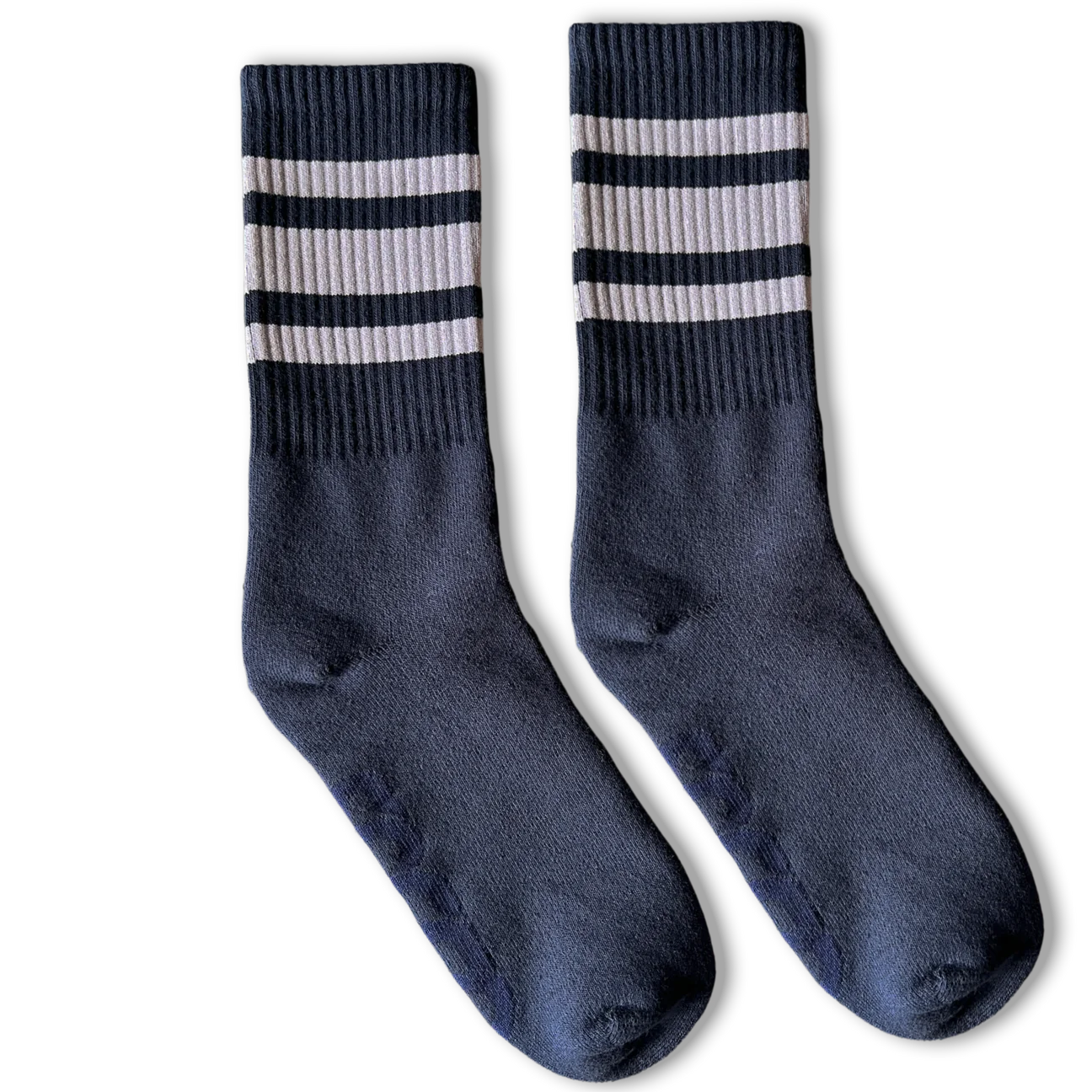 SOCCO Crew Length Socks - NAVY W/ WHITE STRIPES