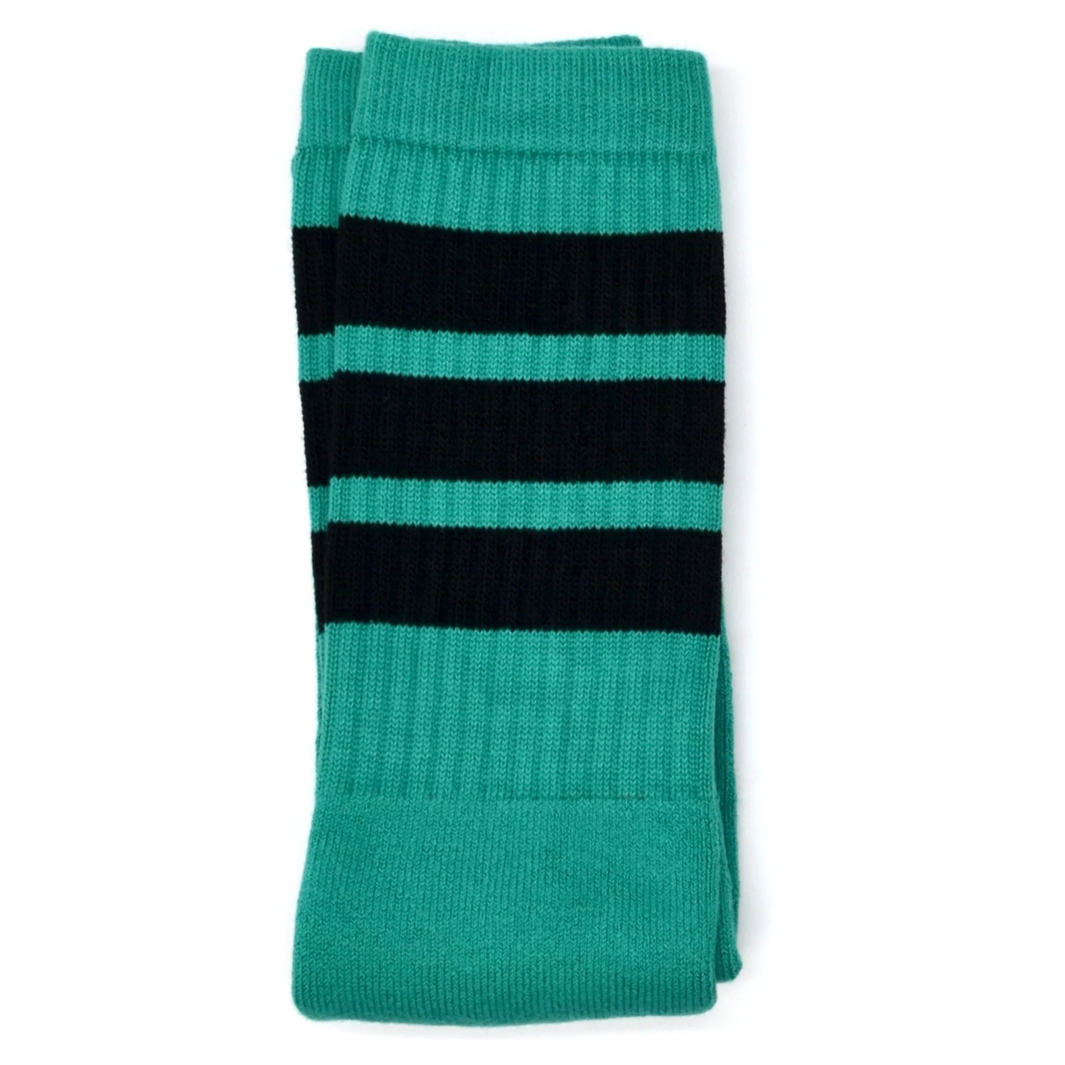 Skater Socks Knee Length - TEAL W/ BLACK STRIPES
