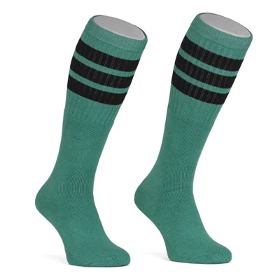 Skater Socks Knee Length - TEAL W/ BLACK STRIPES - Image 2
