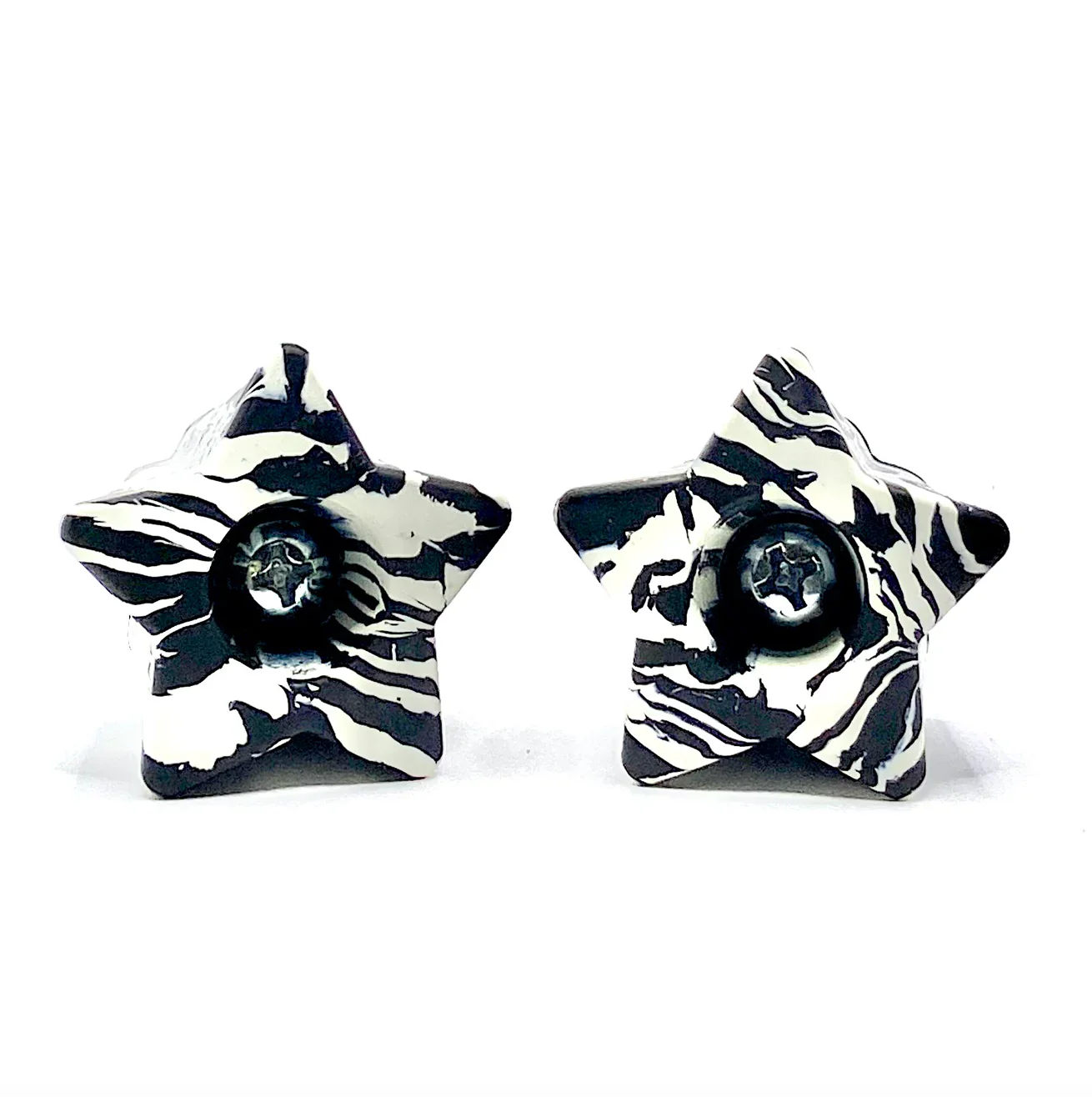 ★ Twinkle Toes Bolt-On Star Stops - BLACK WHITE SWIRL