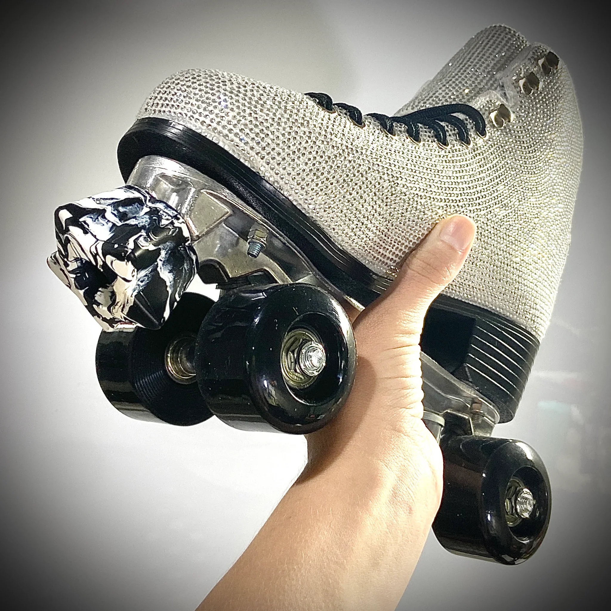 ★ Twinkle Toes Bolt-On Star Stops - BLACK WHITE SWIRL - Image 3